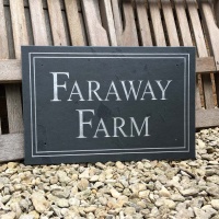 NATURAL Riven Slate House Sign 400 x 300mm - DOUBLE LINED BORDER